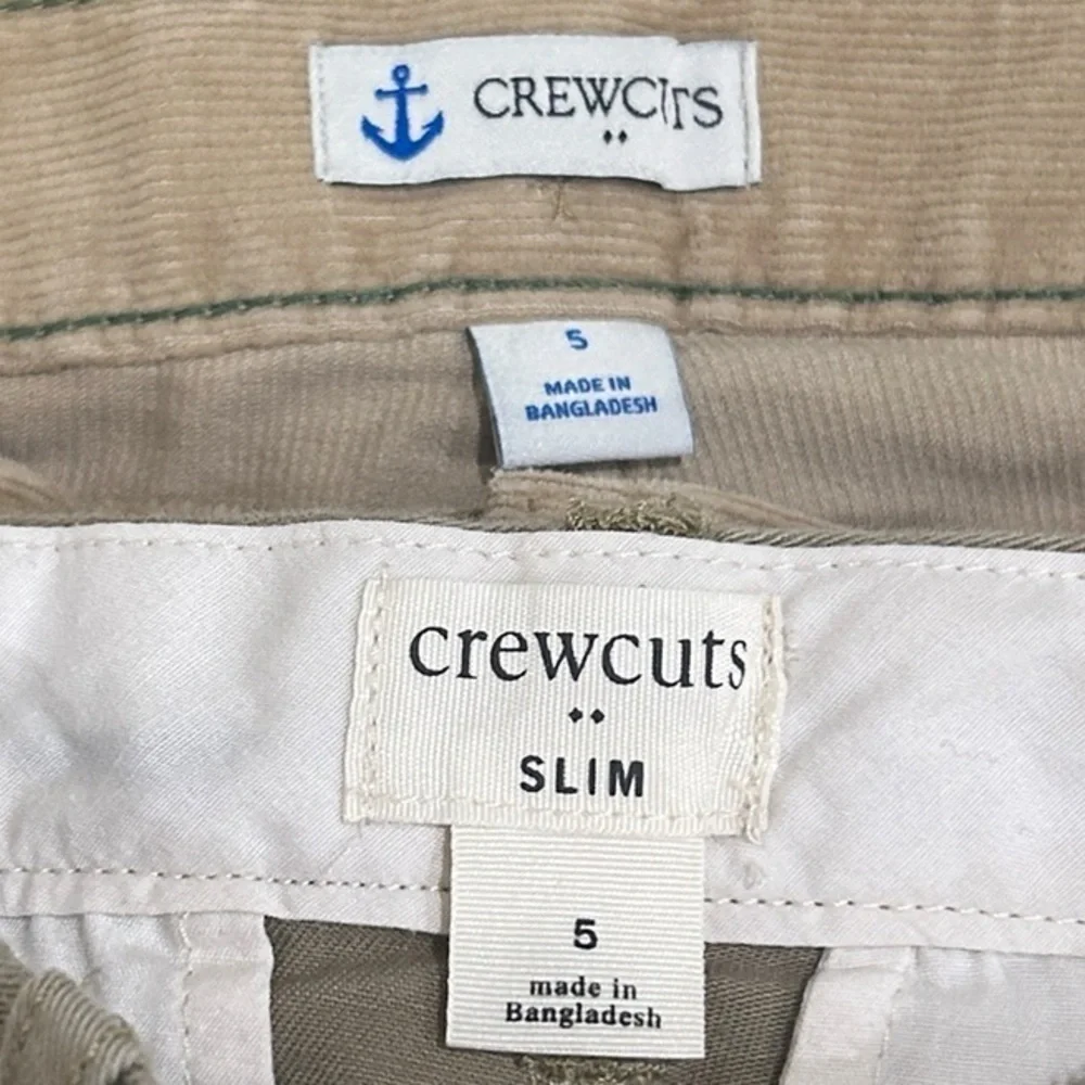 Crewcuts pair of Casual Tan cords & khaki cotton Pants size 5(boys)